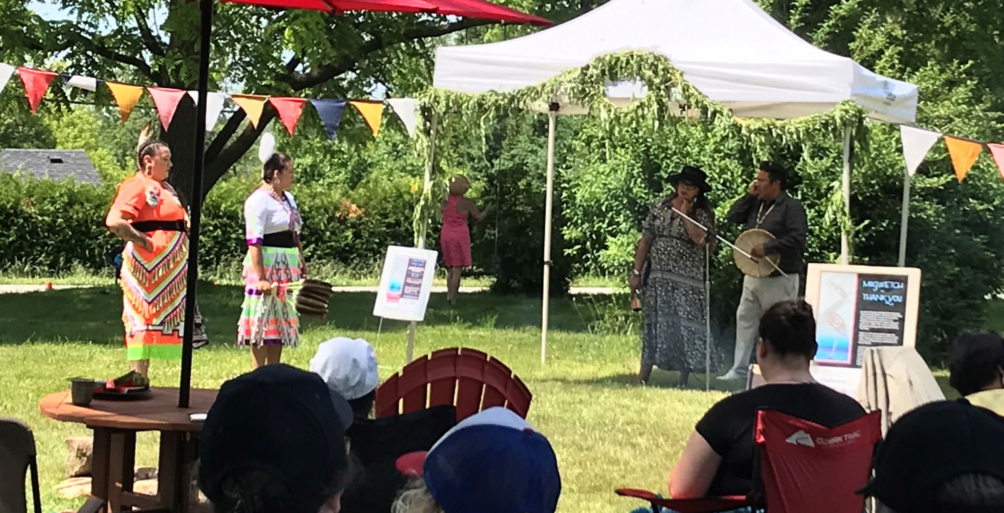The Oxenden Indigenous Art Project hosted a community knowledge sharing day that featured Jingle Dancers (Abigail and Halie Johnston) among other honoured guests.